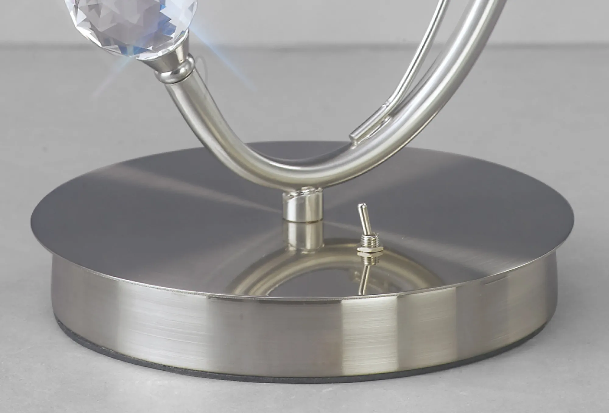 Cara Satin Nickel Crystal Table Lamps Diyas Armed Table Lamps